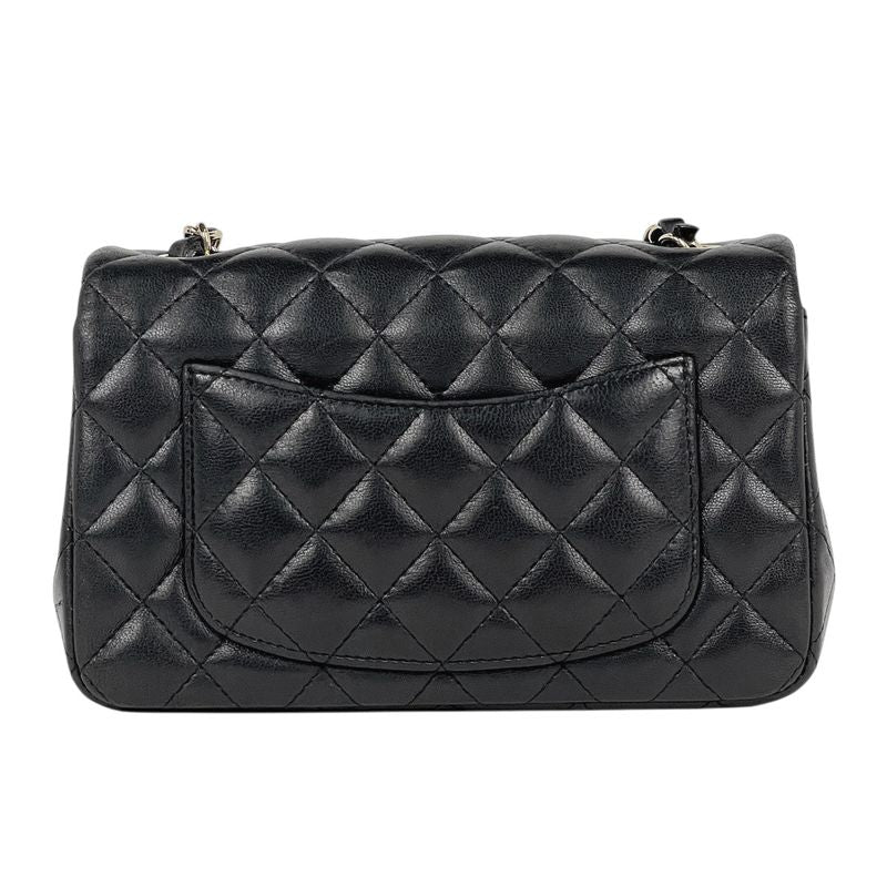 Chanel Quilted Single Flap Chain Shoulder Bag CC Logo Leather Black