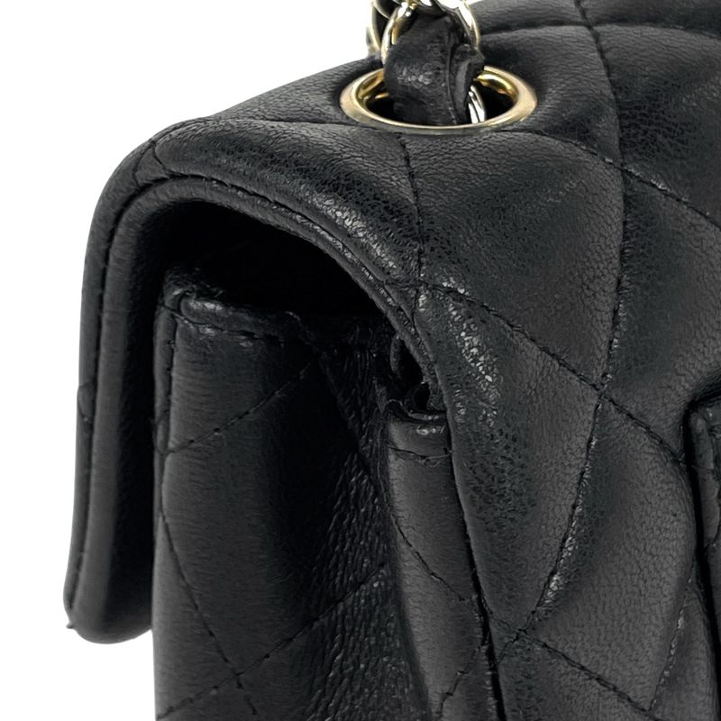 Chanel Quilted Single Flap Chain Shoulder Bag CC Logo Leather Black