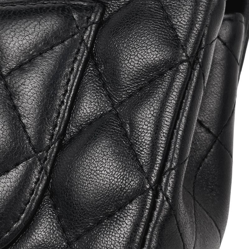 Chanel Quilted Single Flap Chain Shoulder Bag CC Logo Leather Black