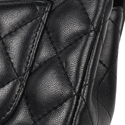 Chanel Quilted Single Flap Chain Shoulder Bag CC Logo Leather Black