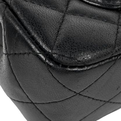Chanel Quilted Single Flap Chain Shoulder Bag CC Logo Leather Black
