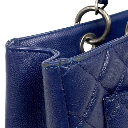 Chanel CC Logo Chain Tote Caviar Leather Blue