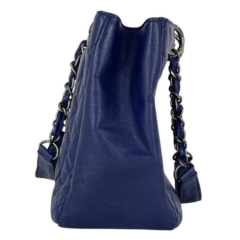Chanel CC Logo Chain Tote Caviar Leather Blue