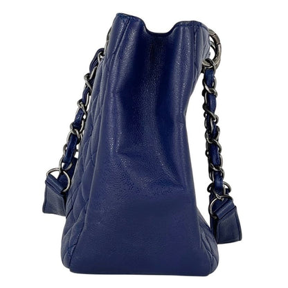 Chanel CC Logo Chain Tote Caviar Leather Blue