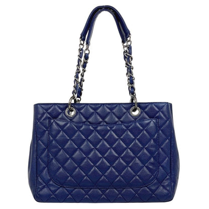 Chanel CC Logo Chain Tote Caviar Leather Blue