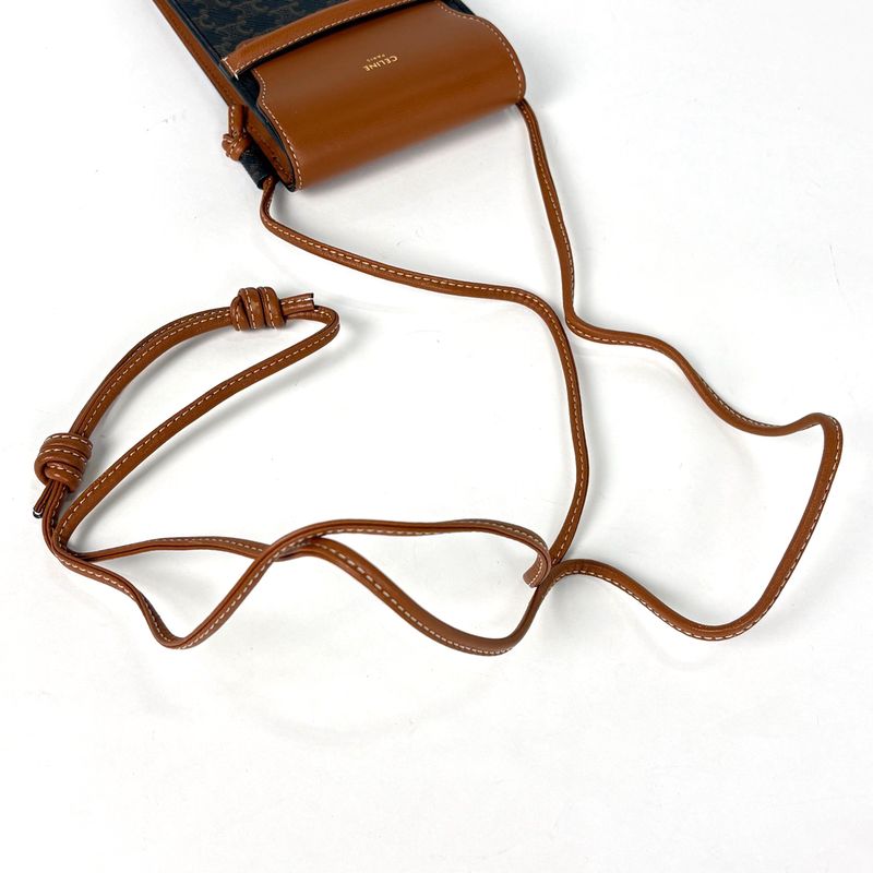 Celine Triomphe Mobile Pouch Shoulder Bag Brown