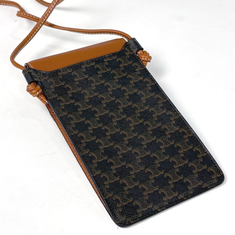 Celine Triomphe Mobile Pouch Shoulder Bag Brown