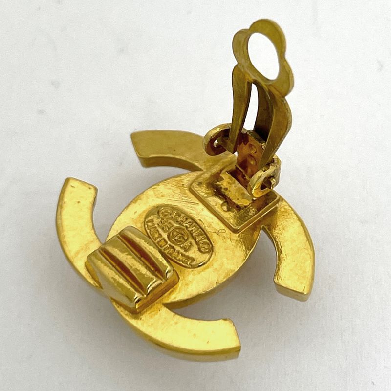 Chanel CC Logo Earrings Gold Plated