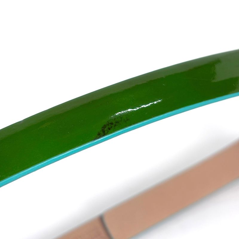 Chanel Camellia Belt CC Logo Patent Leather Green