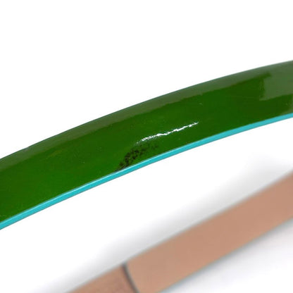 Chanel Camellia Belt CC Logo Patent Leather Green