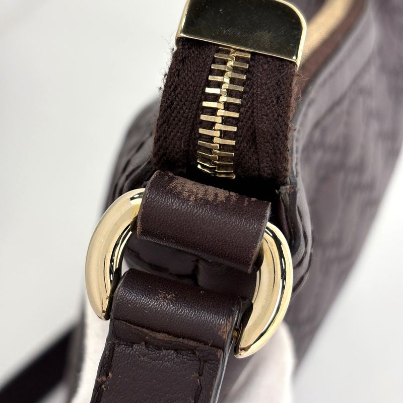 Gucci GG Pattern Brea Shoulder Bag Guccissima Leather Brown