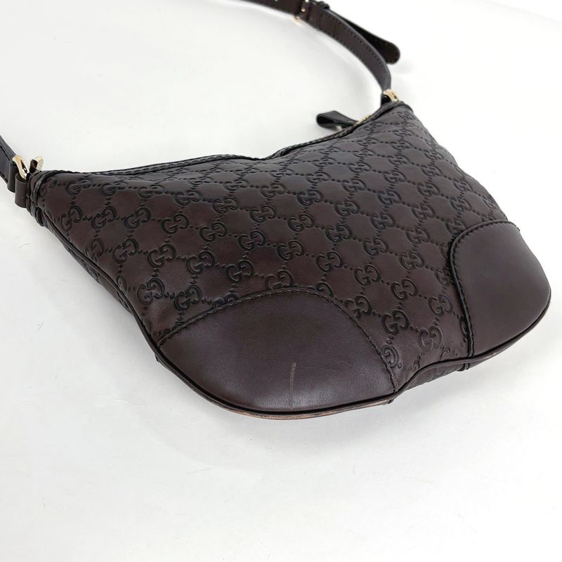 Gucci GG Pattern Brea Shoulder Bag Guccissima Leather Brown