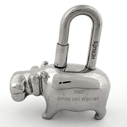 Hermes Cadena Hippopotamus Bag Charm Metal Silver