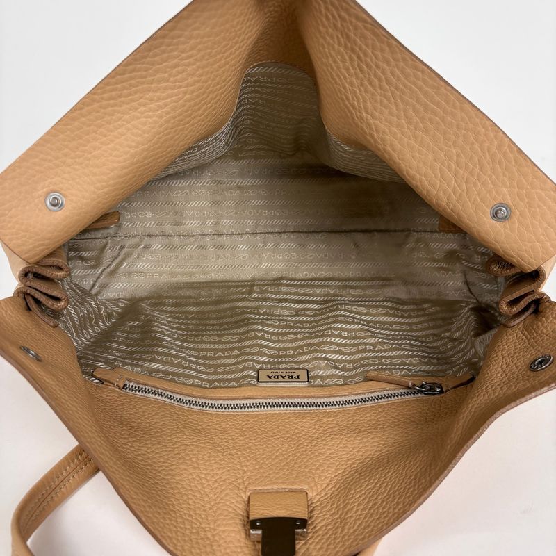 Prada Handbag Leather Beige