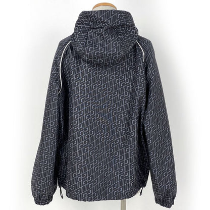 Gucci Logo Nylon Jacket All Over Pattern Interlocking Outer Black