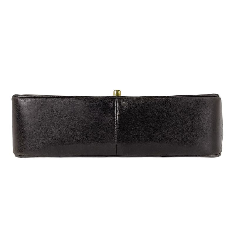 Chanel Diana Quilted Single Flap Chain Shoulder Bag CC Logo Leather Black