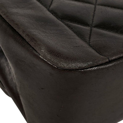 Chanel Diana Quilted Single Flap Chain Shoulder Bag CC Logo Leather Black