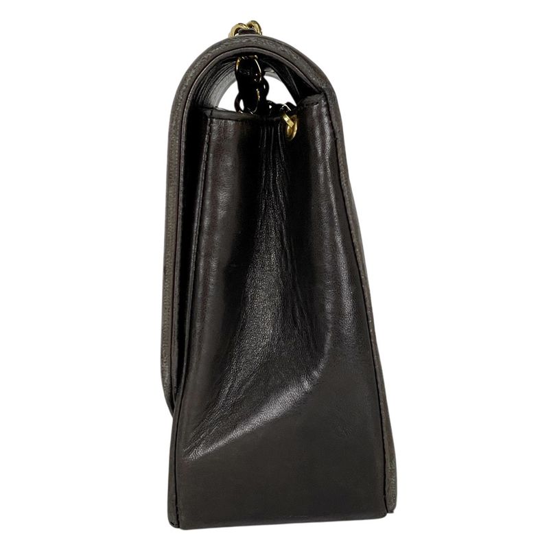 Chanel Diana Quilted Single Flap Chain Shoulder Bag CC Logo Leather Black