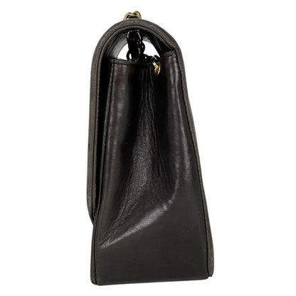 Chanel Diana Quilted Single Flap Chain Shoulder Bag CC Logo Leather Black