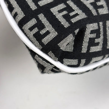 Fendi Zucchino Pattern Shoulder Bag Canvas Black White
