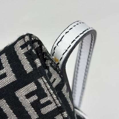Fendi Zucchino Pattern Shoulder Bag Canvas Black White