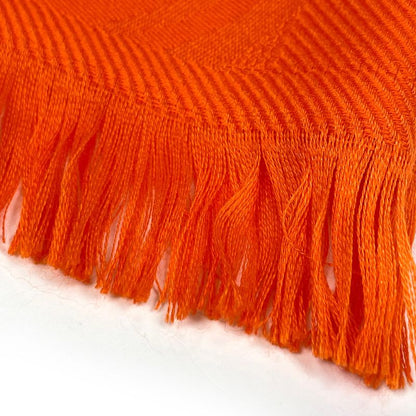 Hermes Logo Shawl Fringe Cashmere Silk Orange Scarf