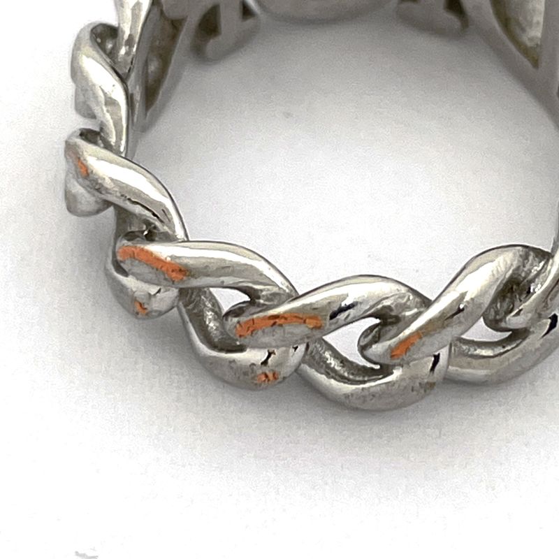Dior Logo Line Stone Ring Silver Plated