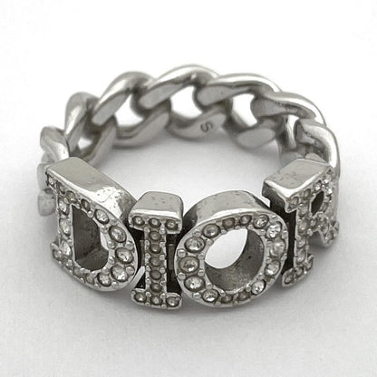 Dior Logo Line Stone Ring Silver Plated