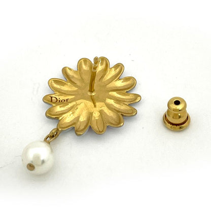 Dior Logo Earrings Gold Plated White Pink