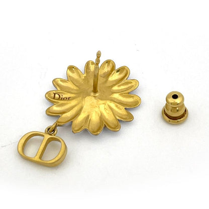 Dior Logo Earrings Gold Plated White Pink