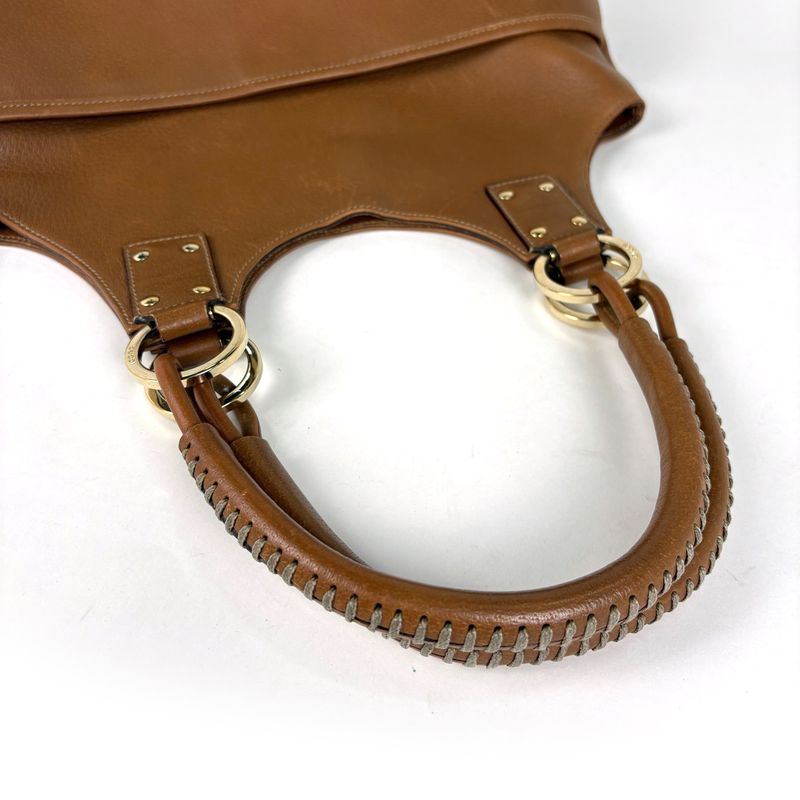Gucci Logo Handbag Leather Brown