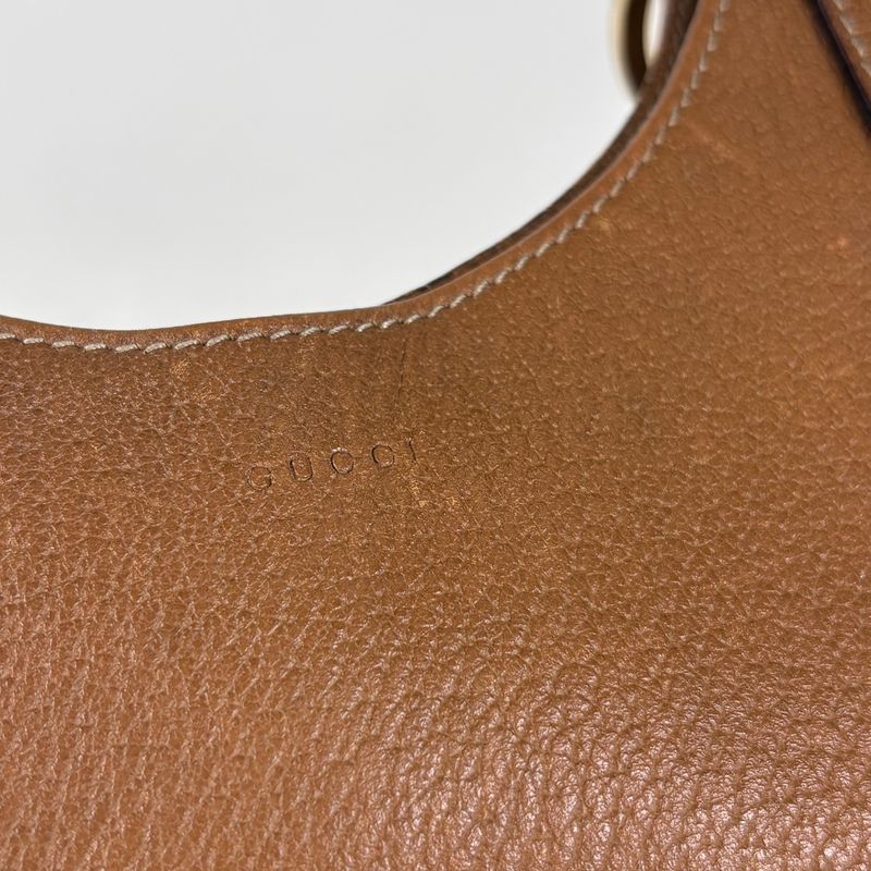 Gucci Logo Handbag Leather Brown