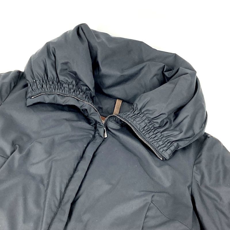 Moncler Down Coat with Logo Belt Polyester Black