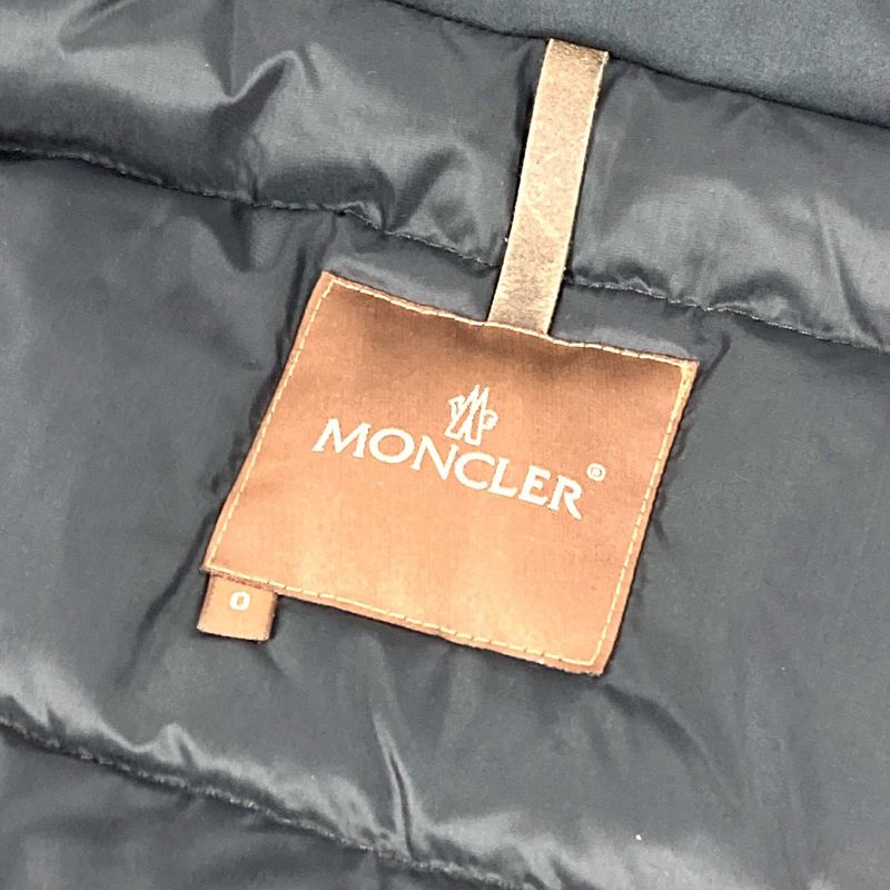 Moncler Down Coat with Logo Belt Polyester Black
