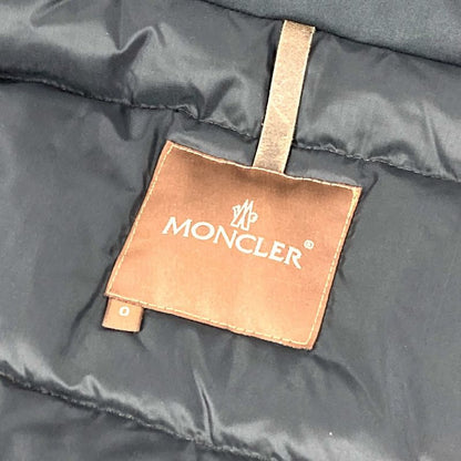 Moncler Down Coat with Logo Belt Polyester Black