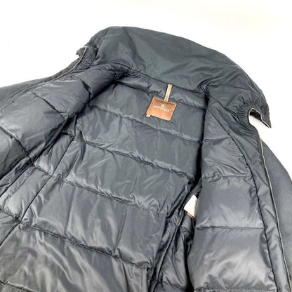 Moncler Down Coat with Logo Belt Polyester Black