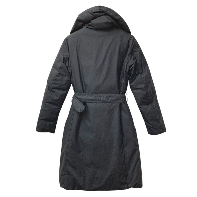 Moncler Down Coat with Logo Belt Polyester Black