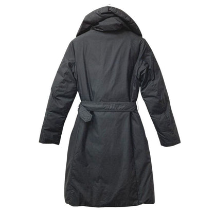Moncler Down Coat with Logo Belt Polyester Black