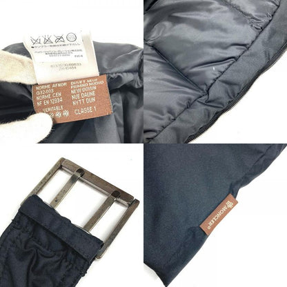 Moncler Down Coat with Logo Belt Polyester Black