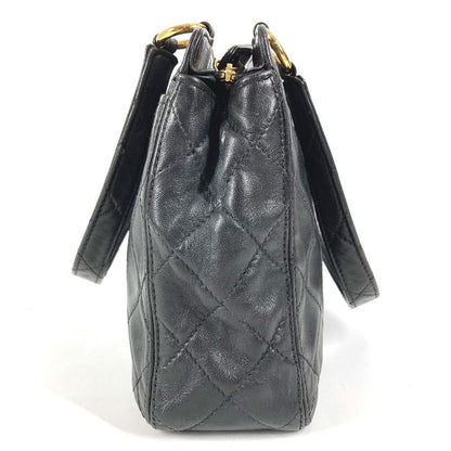 Chanel Handbag Logo Quilted Leather Black