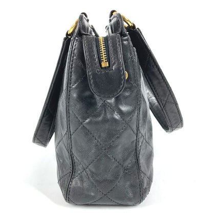 Chanel Handbag Logo Quilted Leather Black