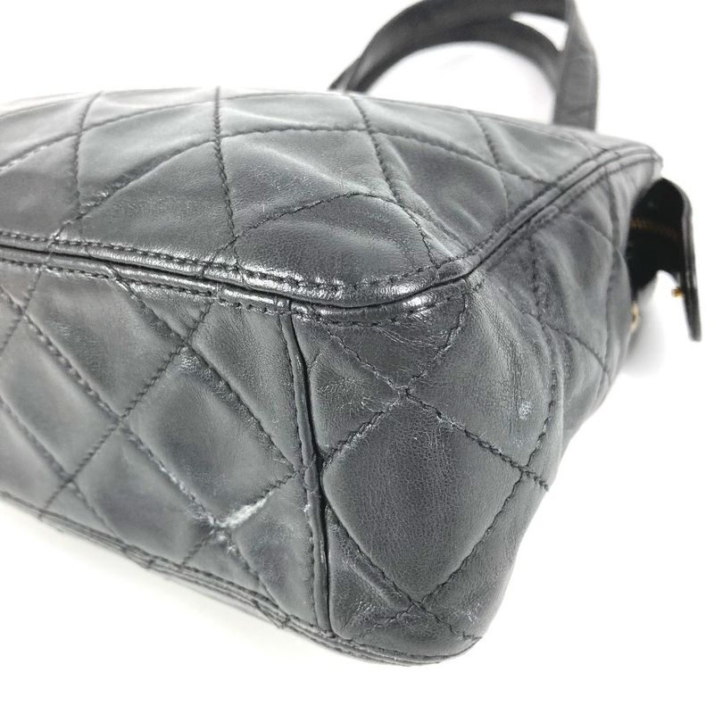 Chanel Handbag Logo Quilted Leather Black