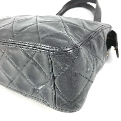 Chanel Handbag Logo Quilted Leather Black