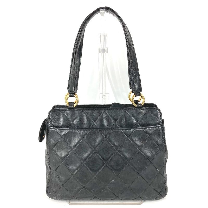Chanel Handbag Logo Quilted Leather Black