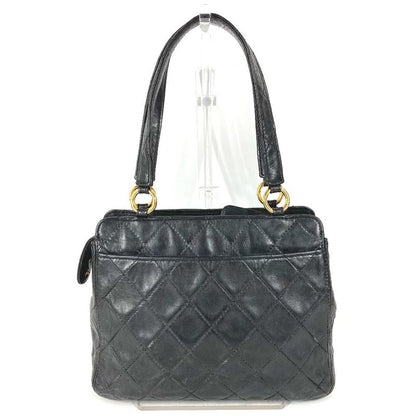 Chanel Handbag Logo Quilted Leather Black