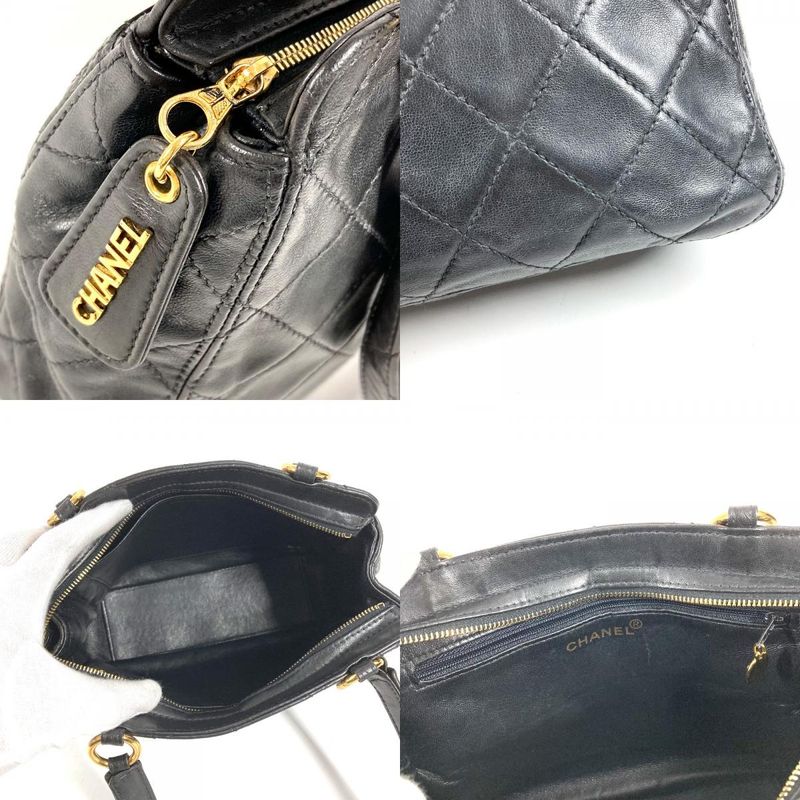 Chanel Handbag Logo Quilted Leather Black