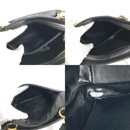 Chanel Handbag Logo Quilted Leather Black