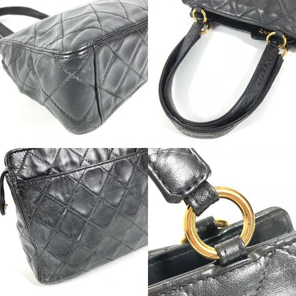 Chanel Handbag Logo Quilted Leather Black