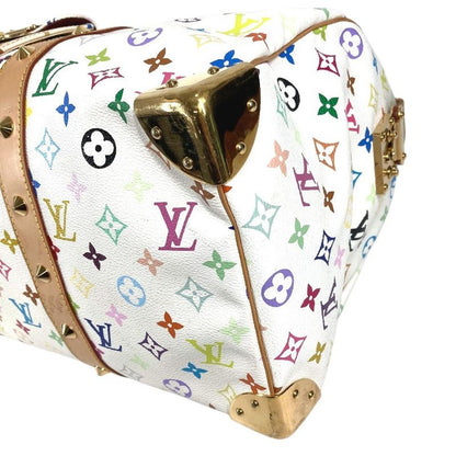 Louis Vuitton Boston Bag Keepall 45 Monogram Multicolor Canvas Blanc White
