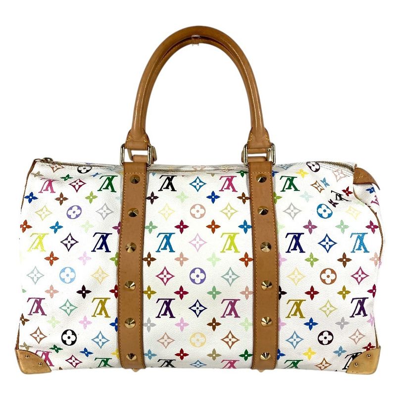Louis Vuitton Boston Bag Keepall 45 Monogram Multicolor Canvas Blanc White